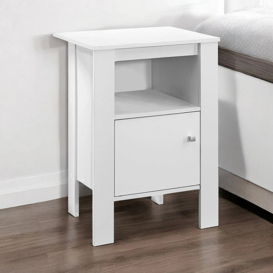 24" White Wood End Table With Shelf - Homeroots
