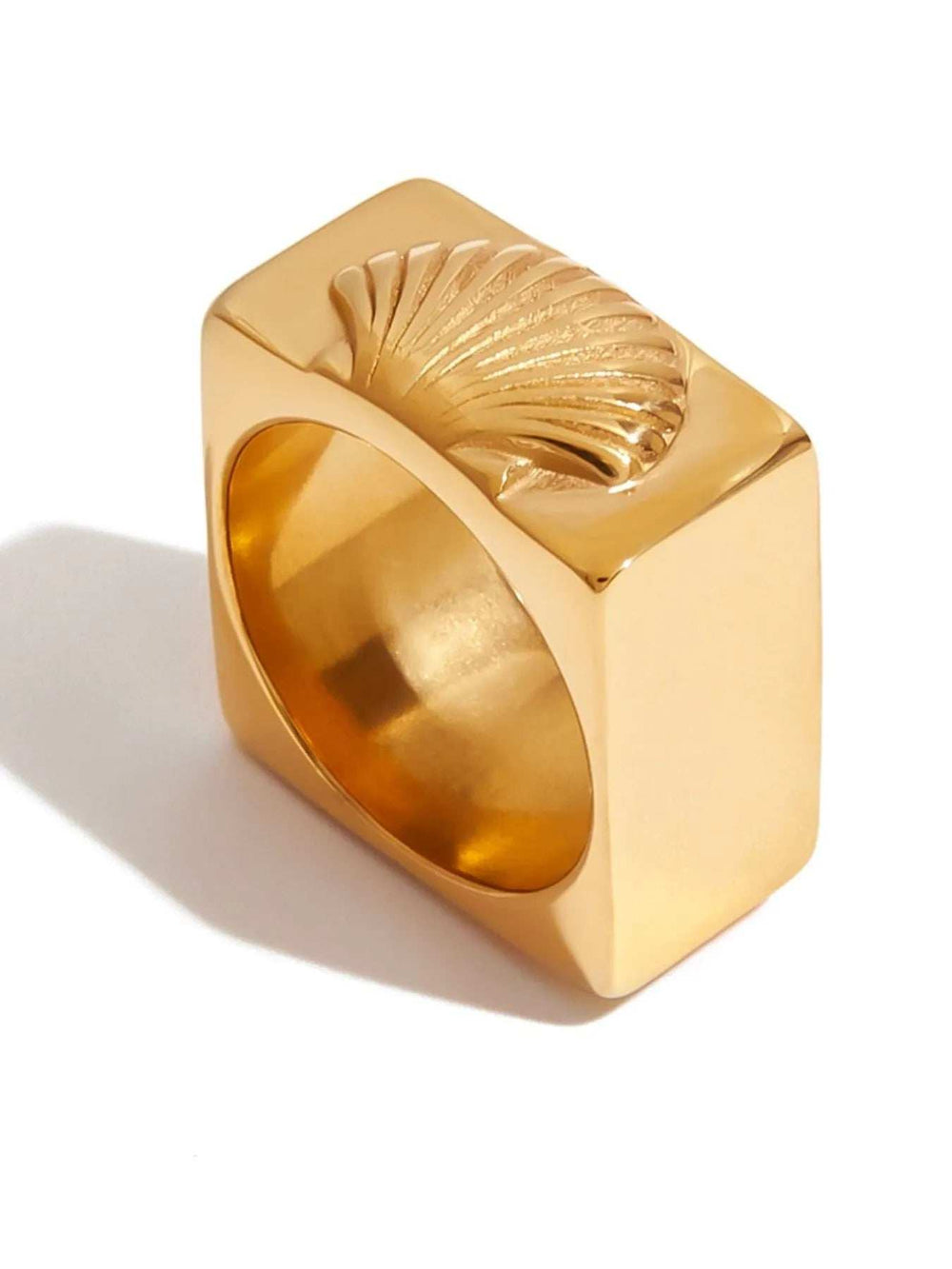 Vintage Shell Pattern Gold Signet Ring - Trendsi - Flyclothing LLC