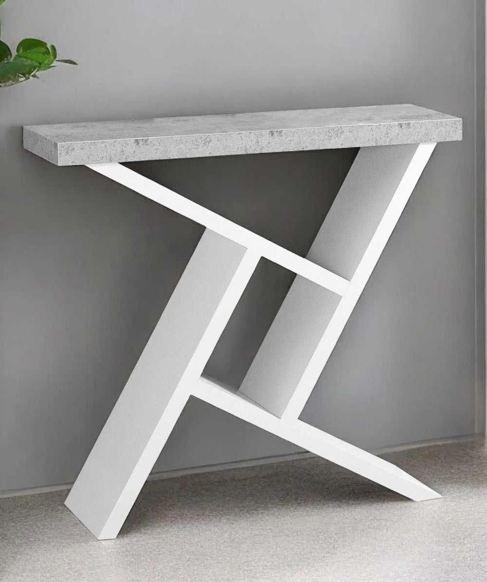 36" Gray and White Abstract Console Table With Shelves - Homeroots - Flyclothing LLC