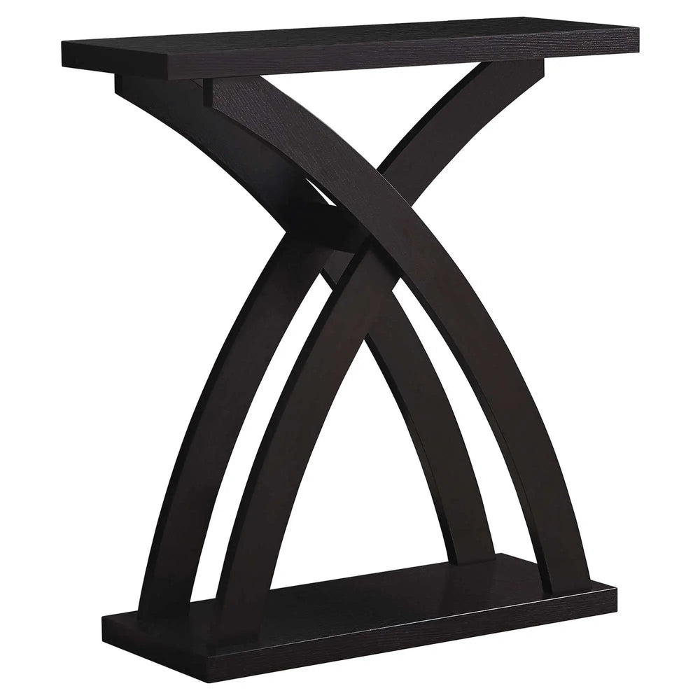 31" Espresso Cross Leg Console Table With Shelves - Homeroots - Flyclothing LLC