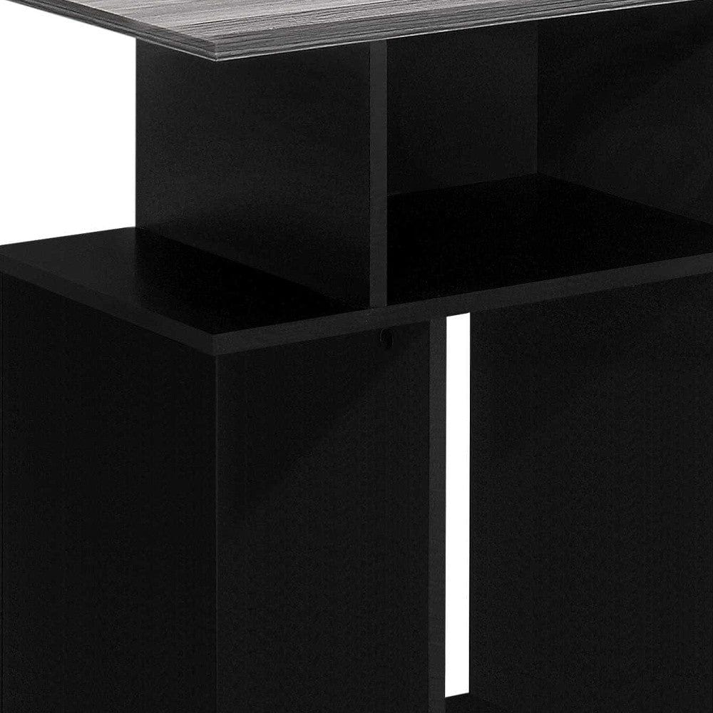 24" Black And Gray Wood End Table With 6 - Homeroots - Flyclothing LLC