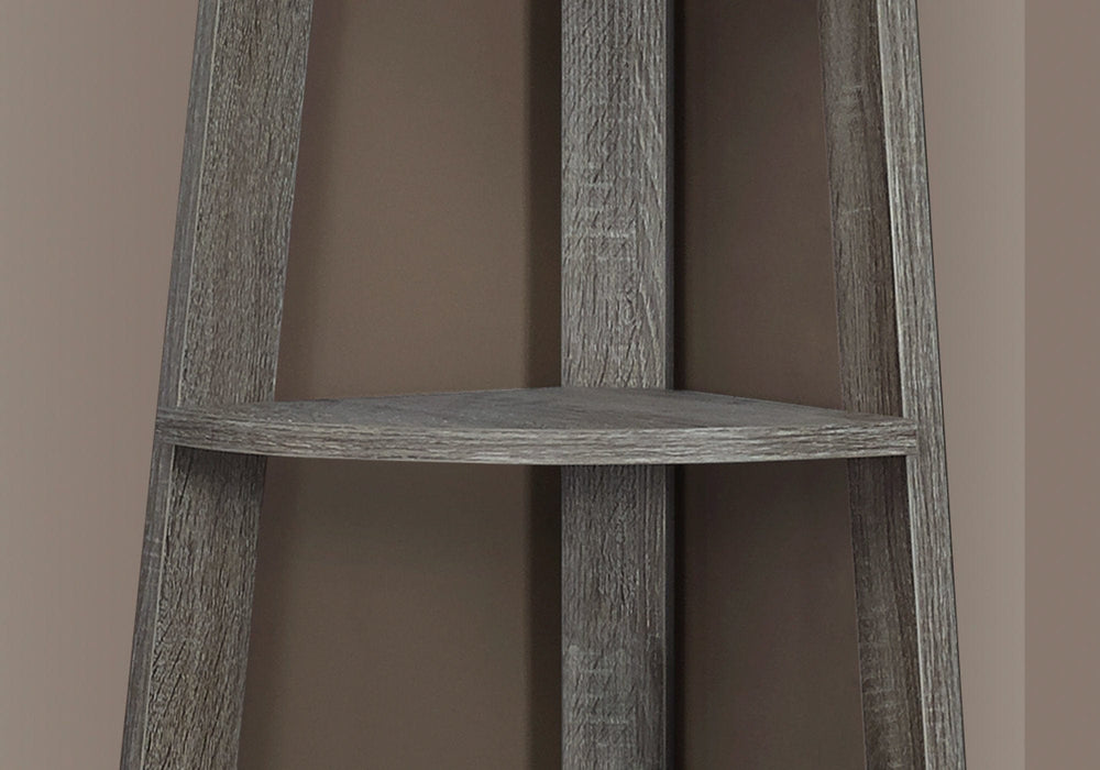 71" Taupe Wood Corner Bookcase - Homeroots - Flyclothing LLC
