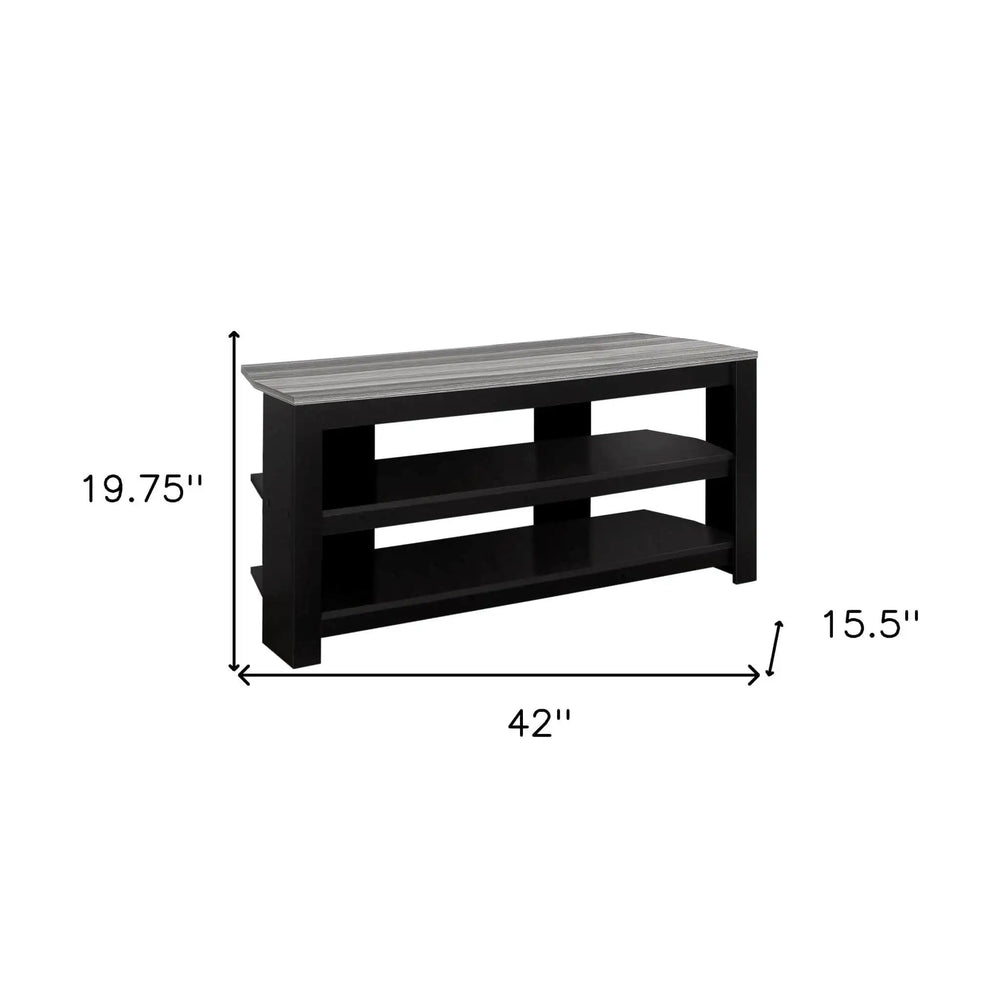 42" Black and Gray Open Shelving TV Stand - Homeroots - Flyclothing LLC