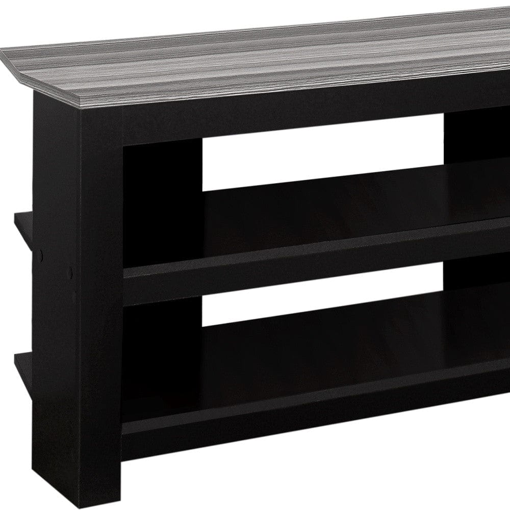 42" Black and Gray Open Shelving TV Stand - Homeroots - Flyclothing LLC