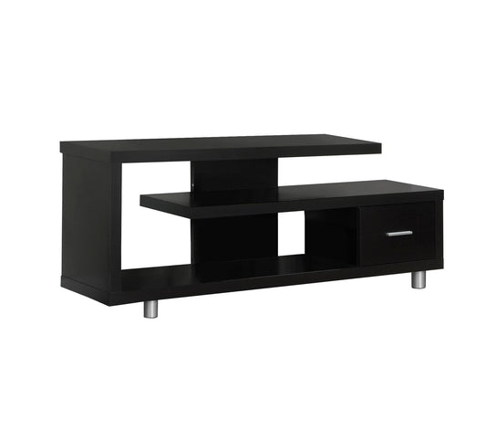60" Dark Brown Cabinet Enclosed Storage TV Stand - Homeroots