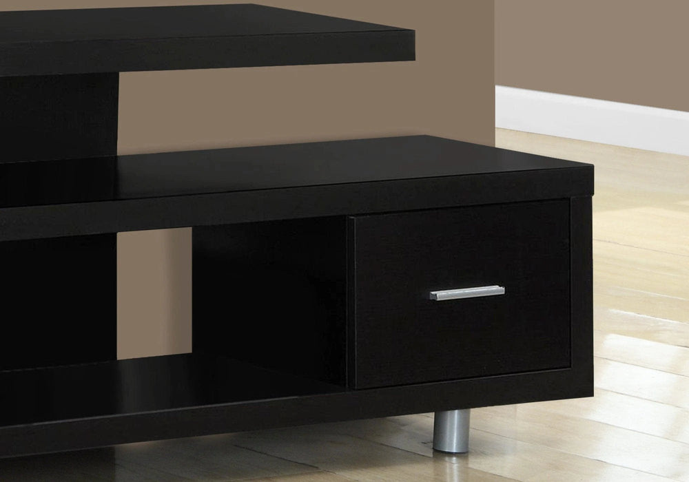 60" Dark Brown Cabinet Enclosed Storage TV Stand - Homeroots - Flyclothing LLC