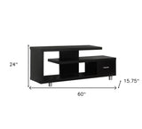 60" Dark Brown Cabinet Enclosed Storage TV Stand - Homeroots - Flyclothing LLC