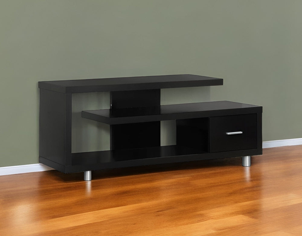 60" Dark Brown Cabinet Enclosed Storage TV Stand - Homeroots - Flyclothing LLC