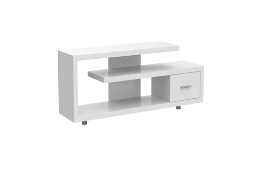 60" White Open Shelving TV Stand - Homeroots