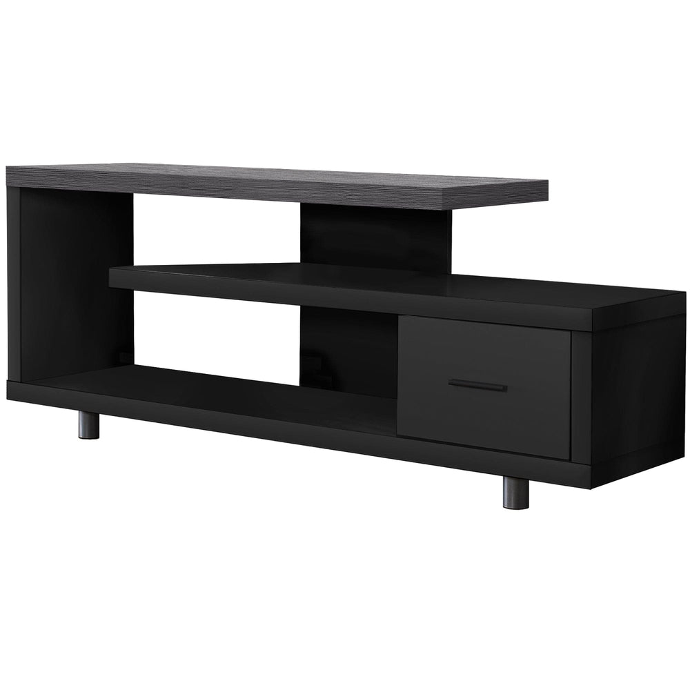 16" Black and Gray Open Shelving TV Stand - Homeroots - Flyclothing LLC