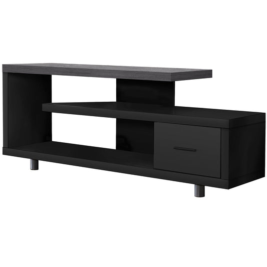 16" Black and Gray Open Shelving TV Stand - Homeroots