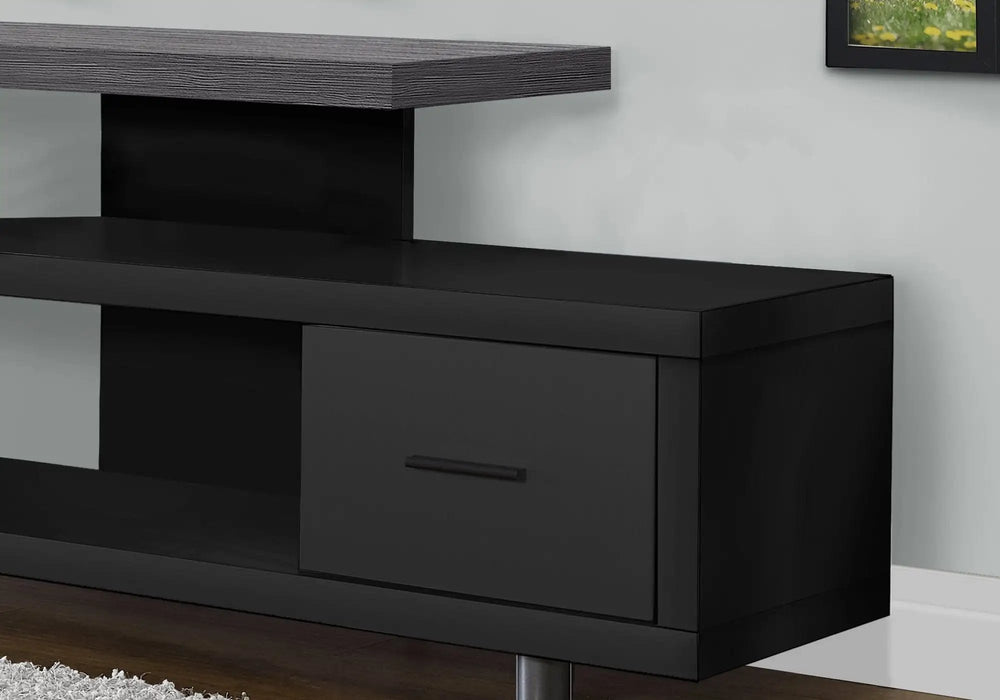 16" Black and Gray Open Shelving TV Stand - Homeroots - Flyclothing LLC