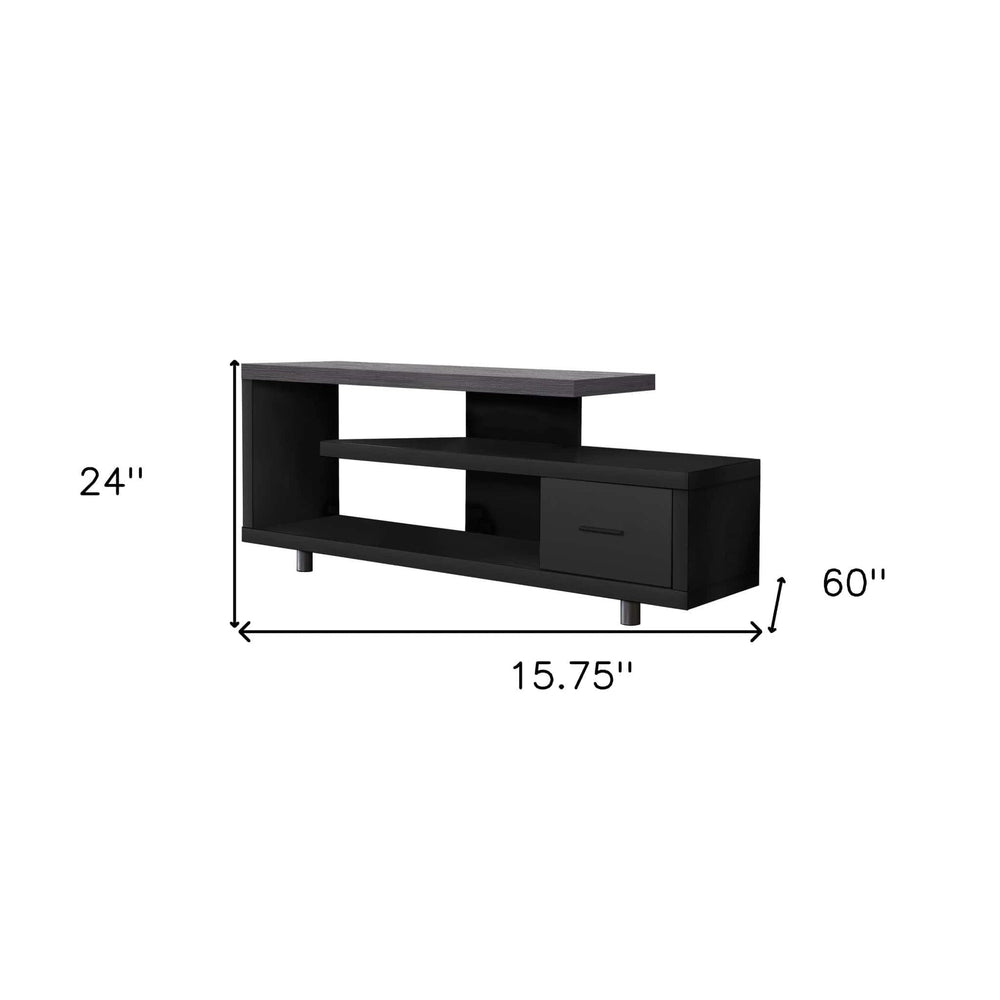 16" Black and Gray Open Shelving TV Stand - Homeroots - Flyclothing LLC