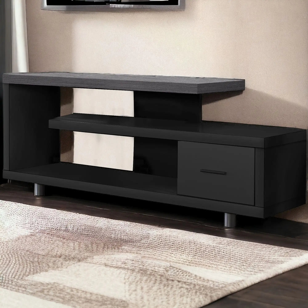 16" Black and Gray Open Shelving TV Stand - Homeroots - Flyclothing LLC