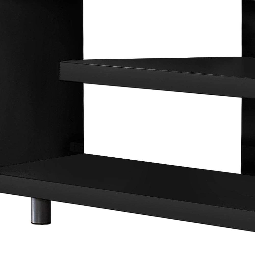 16" Black and Gray Open Shelving TV Stand - Homeroots - Flyclothing LLC