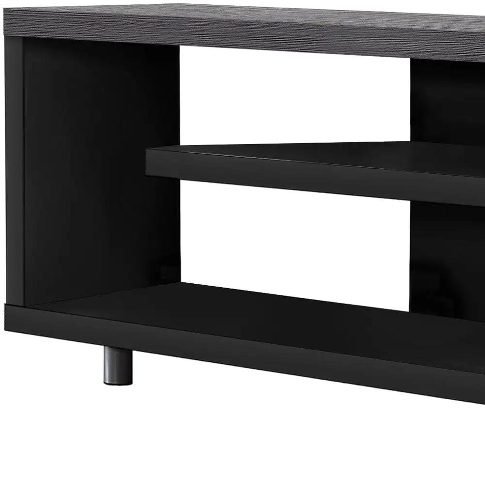 16" Black and Gray Open Shelving TV Stand - Homeroots - Flyclothing LLC