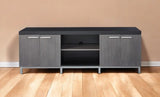 60" Black and Gray Cabinet Enclosed Storage TV Stand - Homeroots - Flyclothing LLC