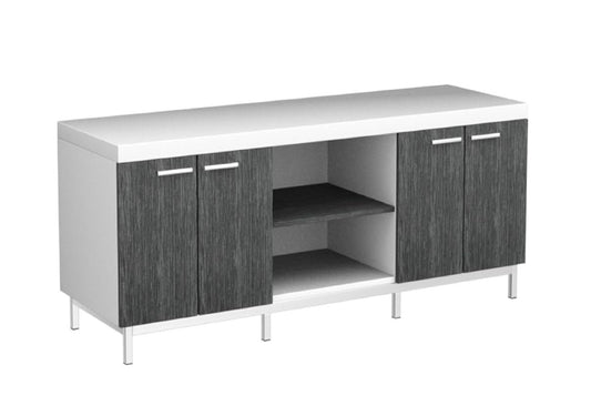 60" Gray and White Cabinet Enclosed Storage TV Stand - Homeroots