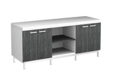 60" Gray and White Cabinet Enclosed Storage TV Stand - Homeroots - Flyclothing LLC