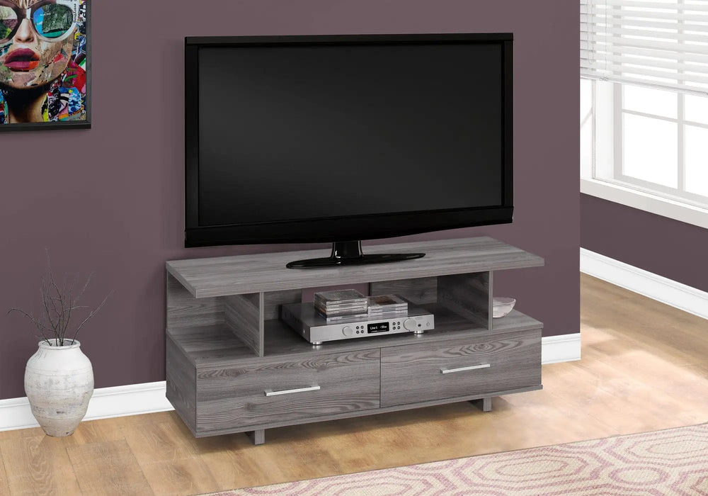 48" Gray Open Shelving Entertainment Center - Homeroots - Flyclothing LLC