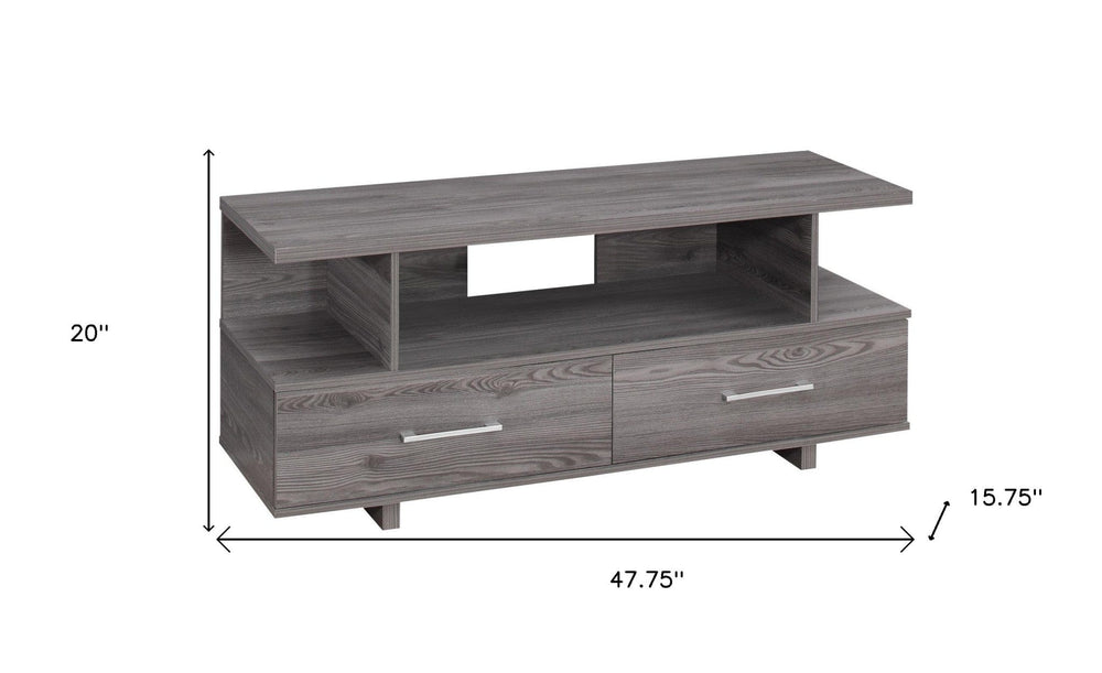 48" Gray Open Shelving Entertainment Center - Homeroots - Flyclothing LLC
