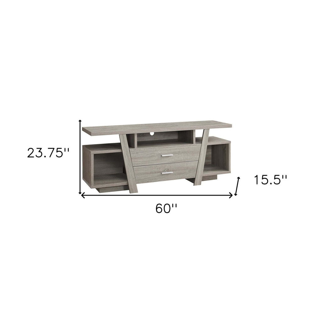 60" Deep Taupe Open Shelving TV Stand - Homeroots - Flyclothing LLC