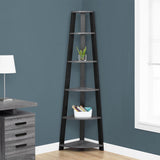 71" Grey Wood Corner Bookcase - Homeroots - Flyclothing LLC