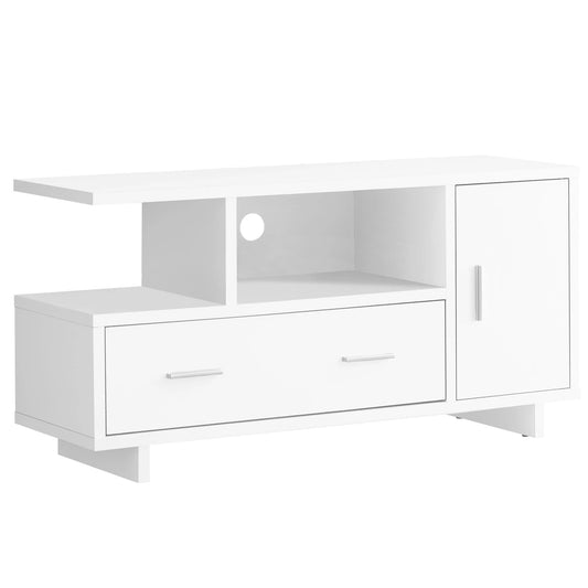 47" White Cabinet Enclosed Storage TV Stand - Homeroots