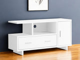47" White Cabinet Enclosed Storage TV Stand - Homeroots - Flyclothing LLC