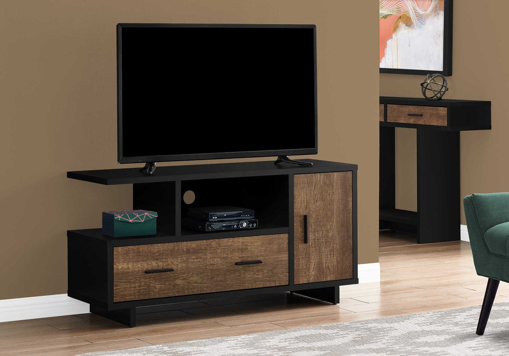 47" Brown and Black Cabinet Enclosed Storage TV Stand - Homeroots - Flyclothing LLC