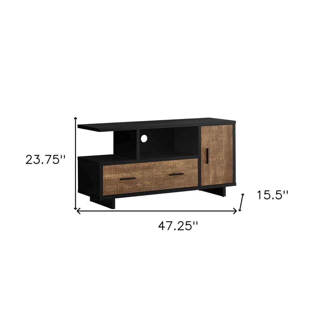 47" Brown and Black Cabinet Enclosed Storage TV Stand - Homeroots - Flyclothing LLC