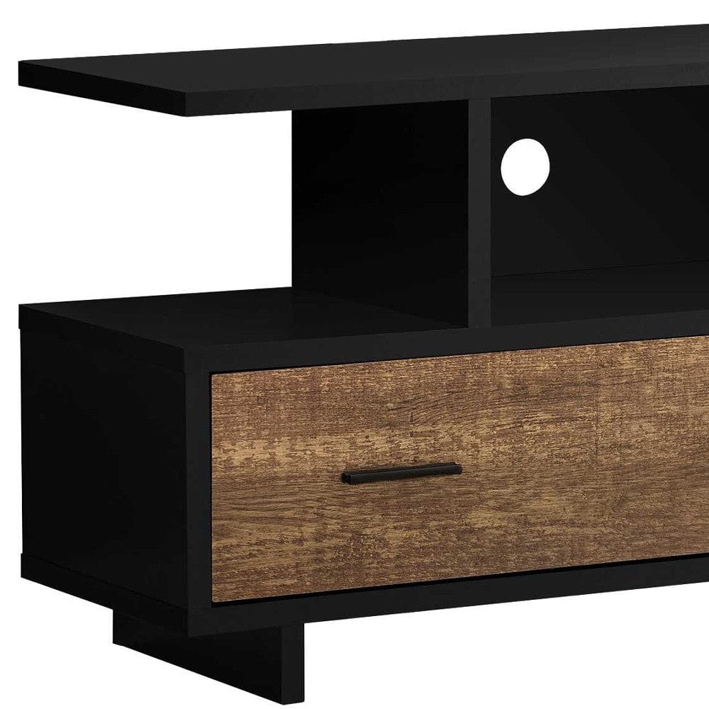 47" Brown and Black Cabinet Enclosed Storage TV Stand - Homeroots - Flyclothing LLC