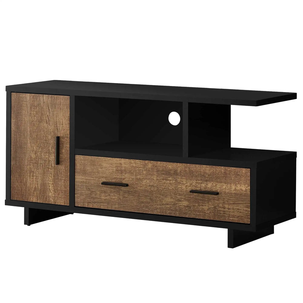 47" Brown and Black Cabinet Enclosed Storage TV Stand - Homeroots - Flyclothing LLC