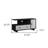 47" Black and Gray Open Shelving TV Stand - Homeroots - Flyclothing LLC