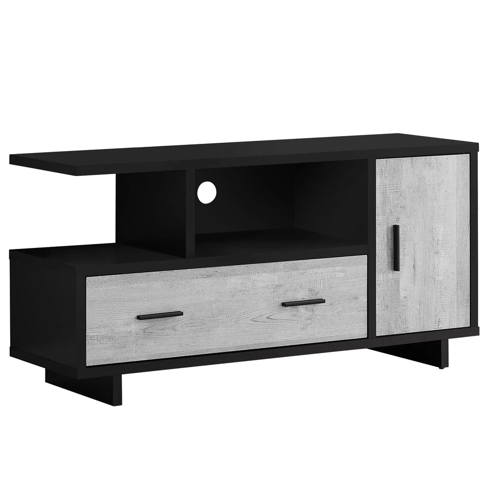 47" Black and Gray Open Shelving TV Stand - Homeroots - Flyclothing LLC