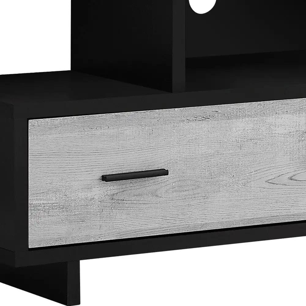 47" Black and Gray Open Shelving TV Stand - Homeroots - Flyclothing LLC