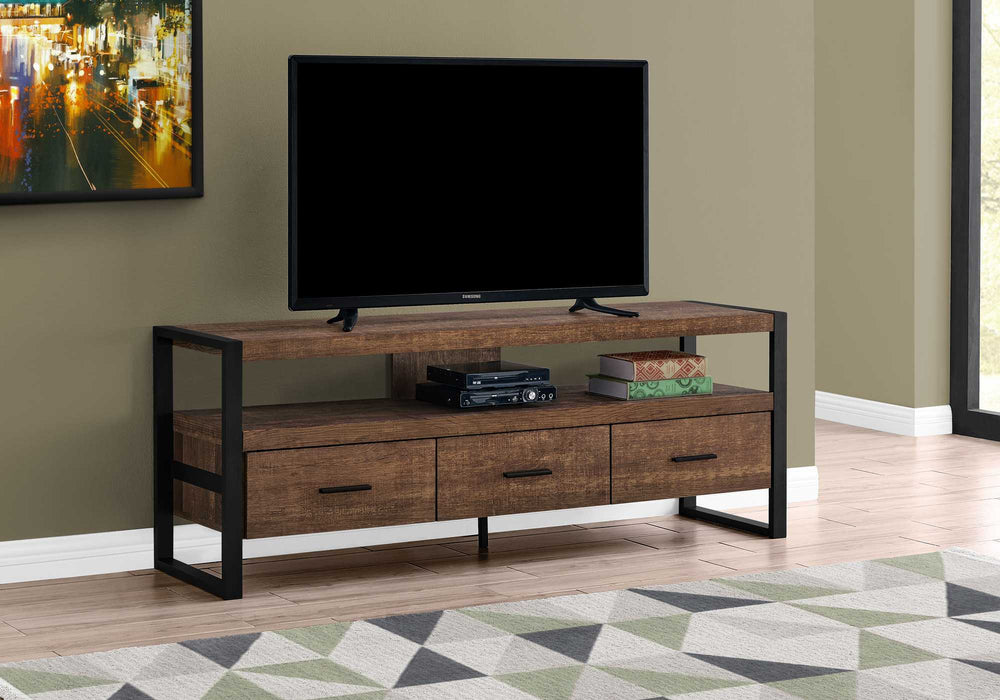 59" Brown and Black Cabinet Enclosed Storage TV Stand - Homeroots - Flyclothing LLC