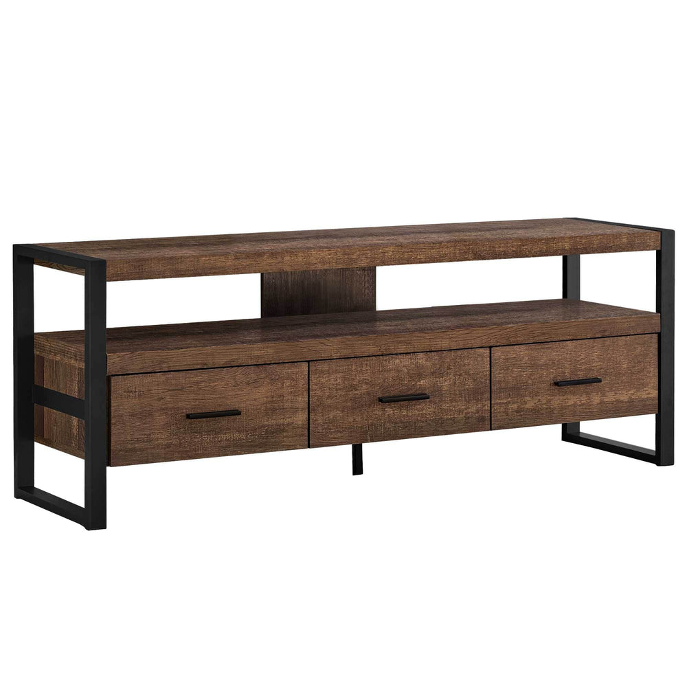 59" Brown and Black Cabinet Enclosed Storage TV Stand - Homeroots - Flyclothing LLC