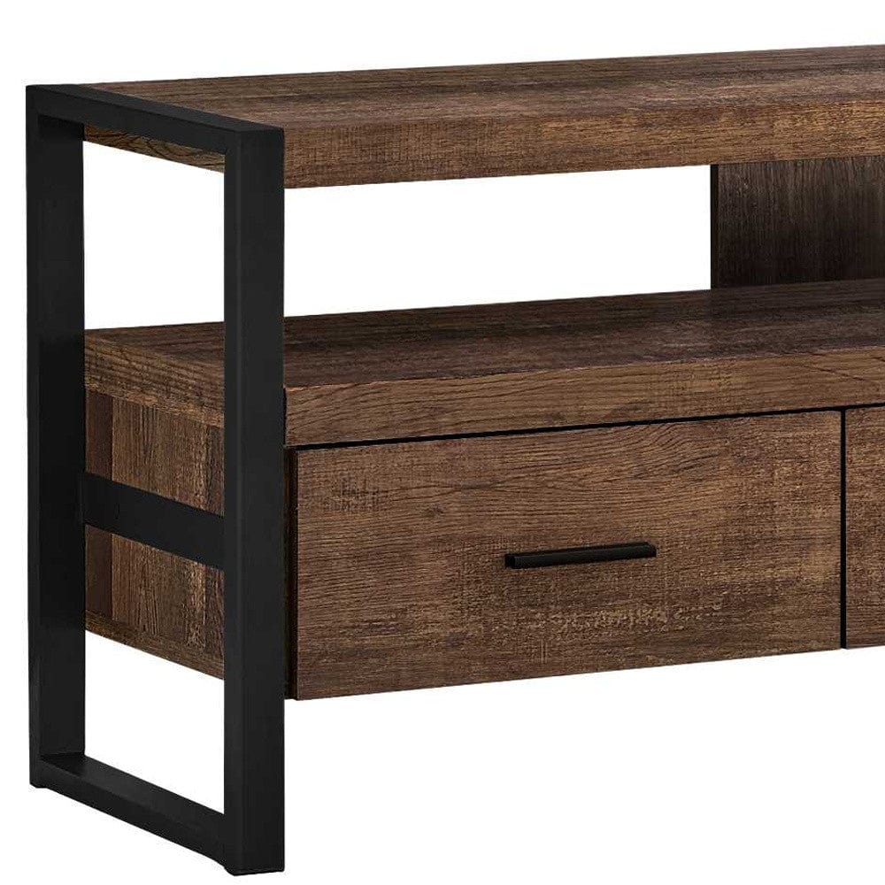 59" Brown and Black Cabinet Enclosed Storage TV Stand - Homeroots - Flyclothing LLC