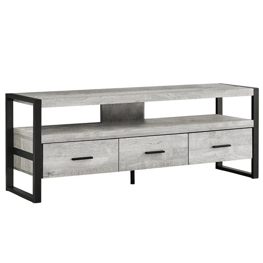 59" Black and Gray Cabinet Enclosed Storage TV Stand - Homeroots