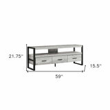 59" Black and Gray Cabinet Enclosed Storage TV Stand - Homeroots - Flyclothing LLC