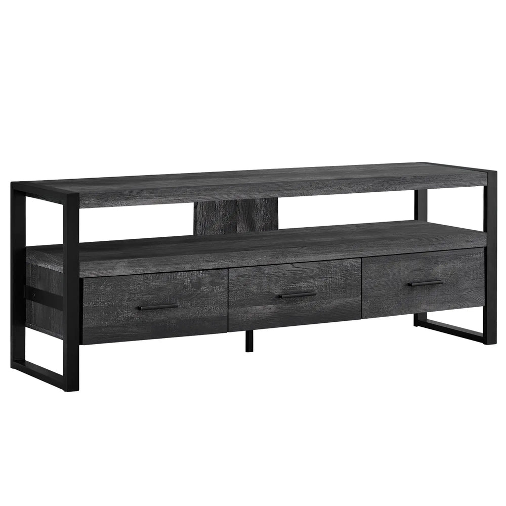 59" Black Cabinet Enclosed Storage TV Stand - Homeroots - Flyclothing LLC