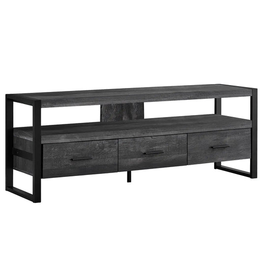 59" Black Cabinet Enclosed Storage TV Stand - Homeroots