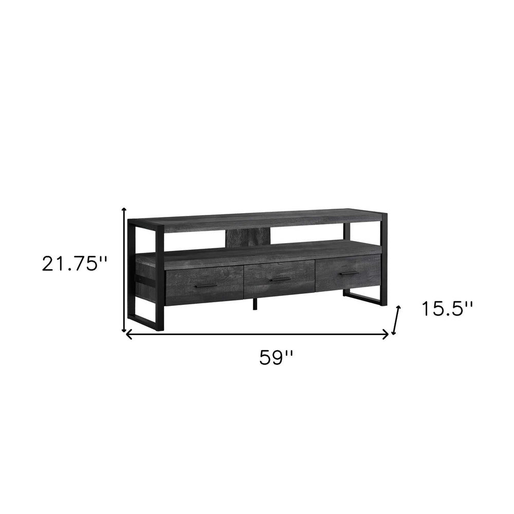 59" Black Cabinet Enclosed Storage TV Stand - Homeroots - Flyclothing LLC