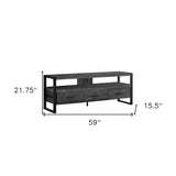 59" Black Cabinet Enclosed Storage TV Stand - Homeroots - Flyclothing LLC