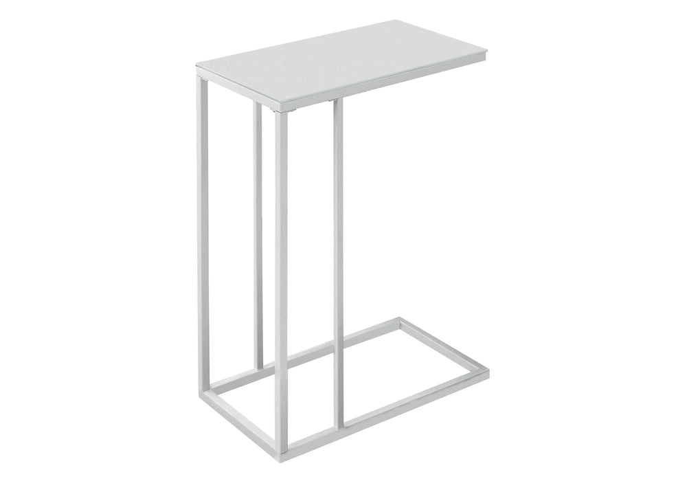 18.25" X 10.25" X 24" White Metal Tempered Glass Accent Table - Homeroots - Flyclothing LLC