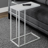 18.25" X 10.25" X 24" White Metal Tempered Glass Accent Table - Homeroots - Flyclothing LLC