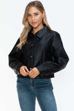 Snobbish Snap Down Long Sleeve PU Leather Jacket - Trendsi - Flyclothing LLC