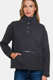 Zenana Turtleneck Half Snap Fleece Sweatshirt - Trendsi - Flyclothing LLC
