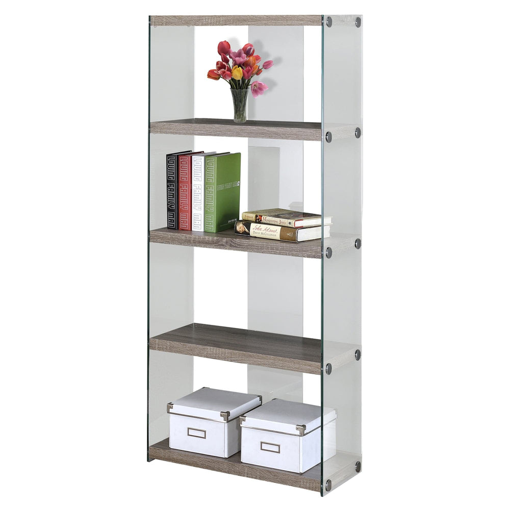59" White Glass Four Tier Etagere Bookcase - Homeroots - Flyclothing LLC